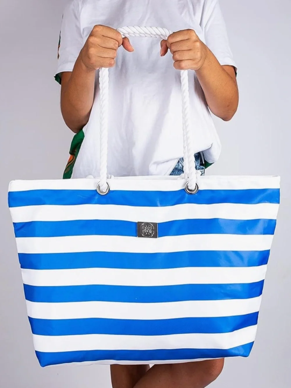 BANG&CARSEN Extra Large Beach Bag W/ Zipper Beach Tote For Women NWT blue - Picture 6 of 16
